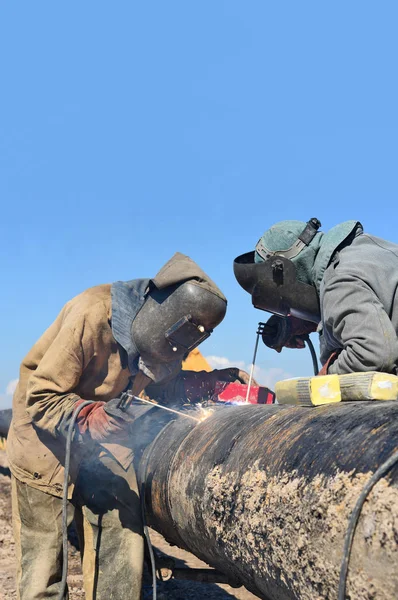 Soudeur Sur Les Réparations Pipeline — Photo