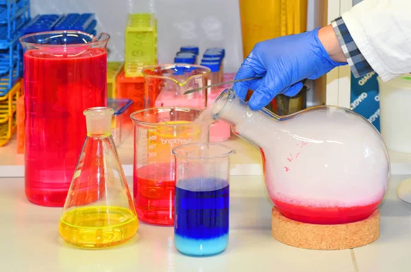Scientist Making Test Tube Liquid Laboratory —  Fotos de Stock