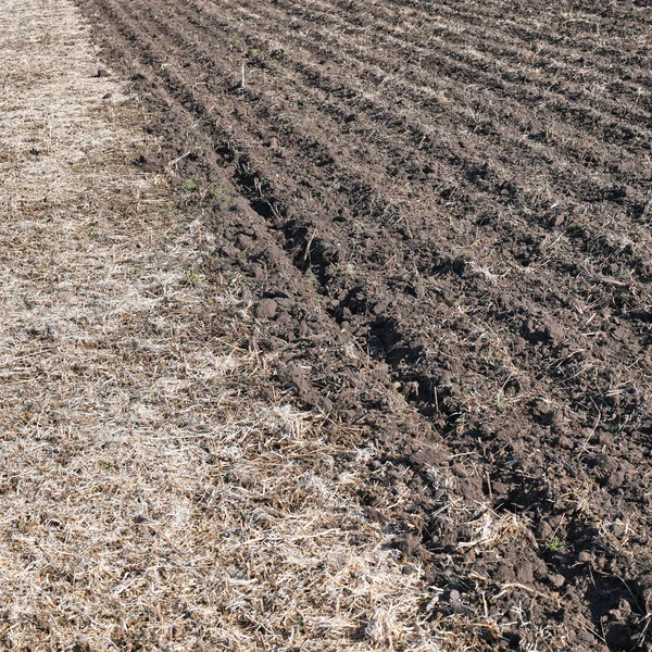 Paisagem Rural Outono Com Campo Após Cultivo — Fotografia de Stock