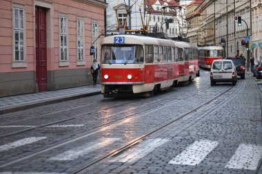 Prag, Czech Cumhuriyet-Mart, 2019: Tramvay 