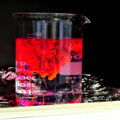 ink of red color in glass