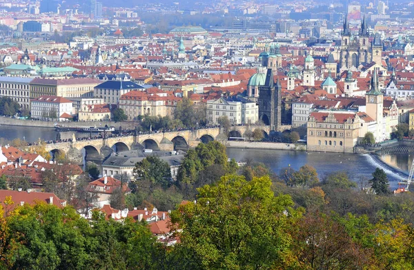 View Prague Cityscape River Bridge — Stockfoto