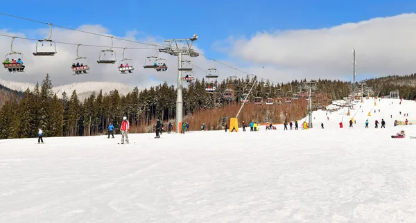 Bukovel Skigebied Spa Oekraïne Februari 2019 Piste Voor Beginners — Stockfoto
