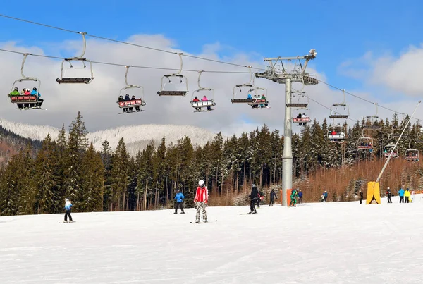 Bukovel Skigebied Spa Oekraïne Februari 2019 Piste Voor Beginners — Stockfoto