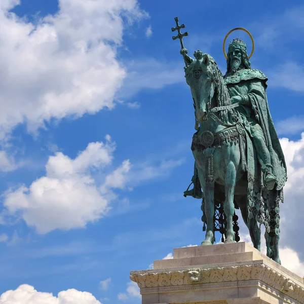 Budapeste Hungria Julho 2019 Estátua Bronze Estêvão Hungria Bastião Dos — Fotografia de Stock