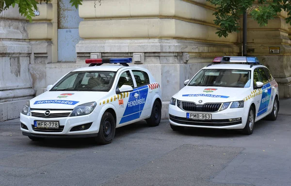 Budapest Ungern Juli 2019 Polispatrullbil Stadens Gata — Stockfoto