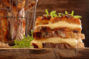 Peynir ve otlar ile taze sandviç