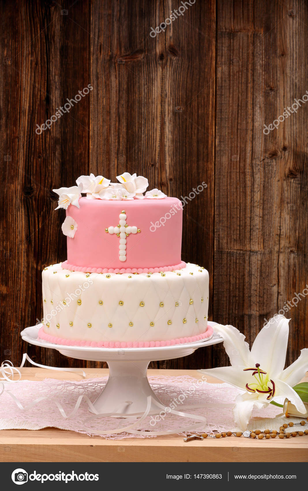 First Holy Communion Cake On Wooden Background Stock Photo By C Wideonet First Holy Communion Cake On Wooden Background Stock Photo By C Wideonet