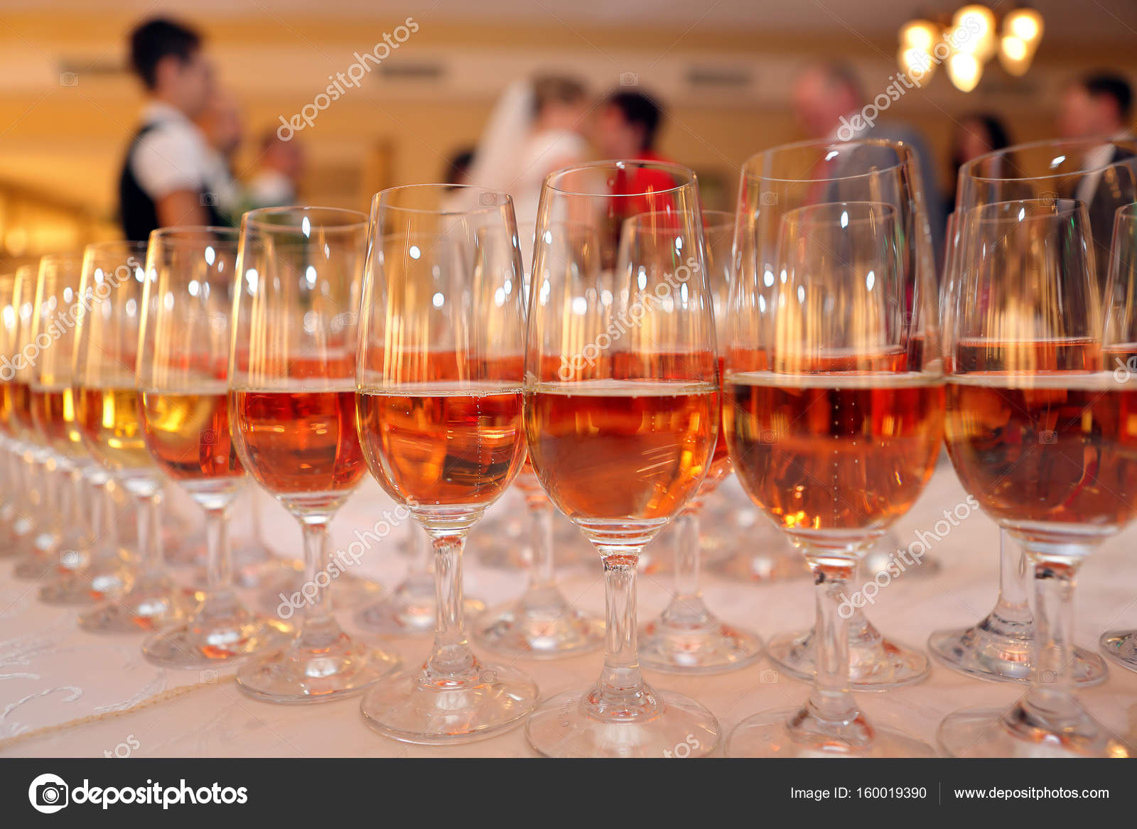 Champagne For Bride And Groom At Wedding Reception Stock Photo