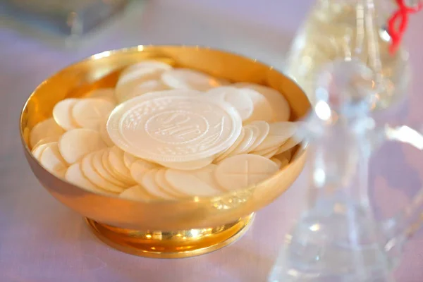 Holy communion before the mass at the church — Stock Photo, Image