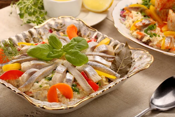 Easter herring salad with lemon dip — Stock Photo, Image