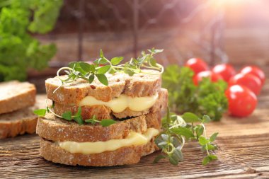Peynir ve otlar ile taze sandviç