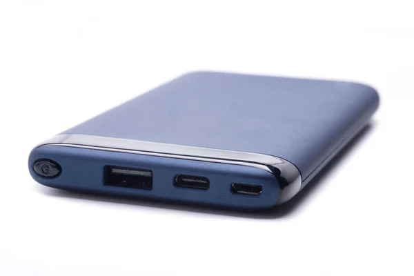 Blu sottile powerbank — Foto Stock