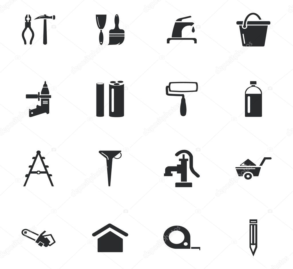 Construction and repair icons set