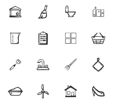 Temizleme şirketi Icons set doodle