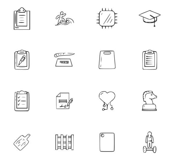 Conjunto de iconos de la escuela Doodle — Vector de stock