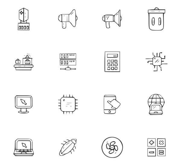 Conjunto de iconos de comunicación doodle — Vector de stock