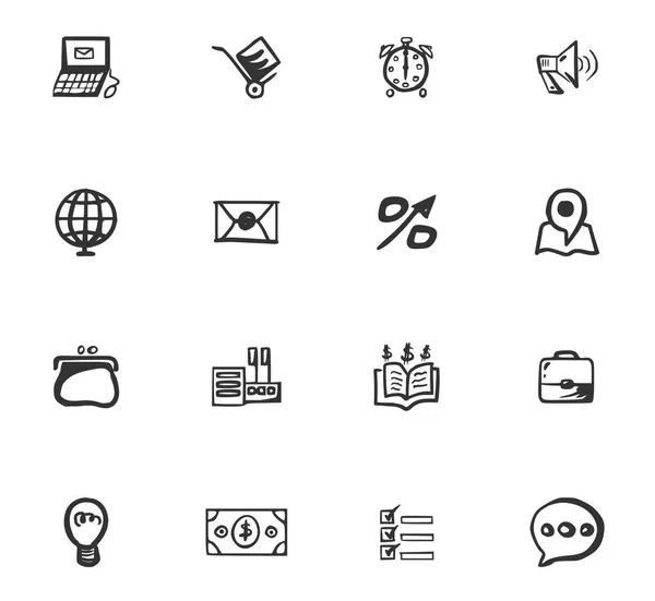 Conjunto de iconos de negocio Doodle — Vector de stock