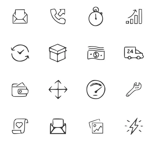 Doodle Office Icons set — Stok Vektör