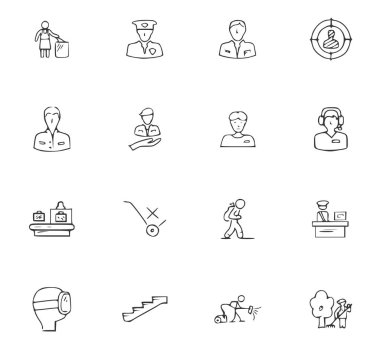 Doodle seyahat Icons set