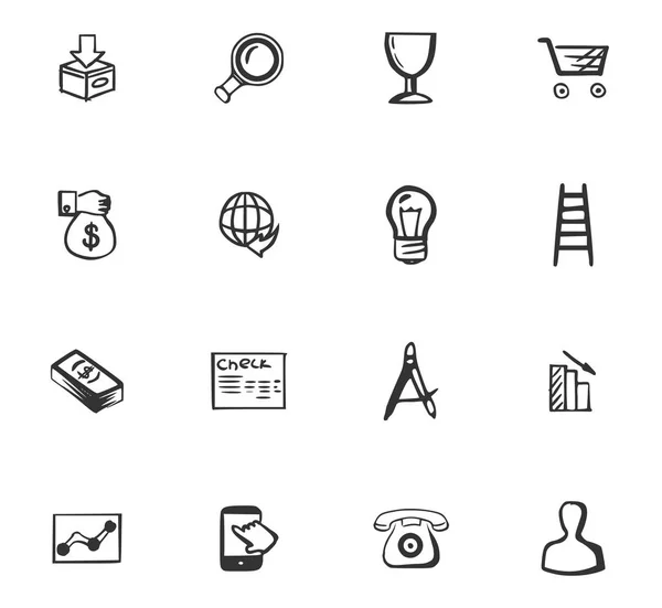 Conjunto de iconos de negocio Doodle — Vector de stock