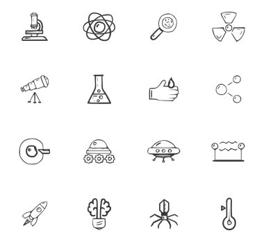 Doodle okul Icons set