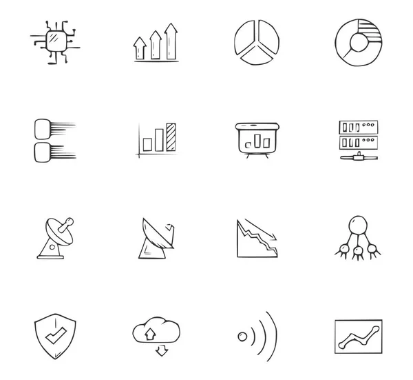 Conjunto de iconos de comunicación doodle — Vector de stock