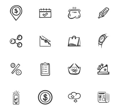 Doodle iş simgeler kümesi