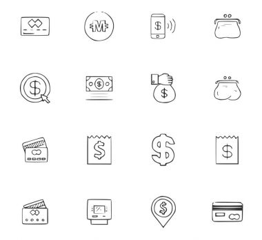 Doodle iş simgeler kümesi