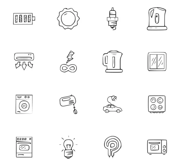 Doodle aletleri Icons set — Stok Vektör