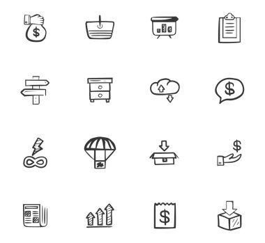 Doodle iş simgeler kümesi