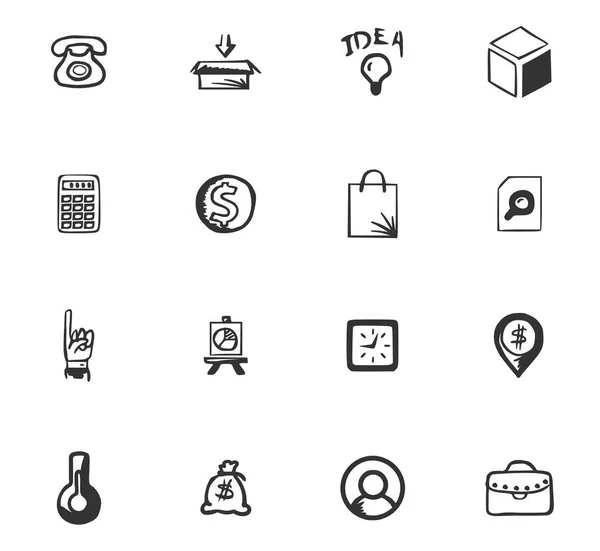Conjunto de iconos de negocio Doodle — Vector de stock