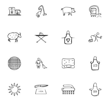 Doodle ev hizmetleri Icons set