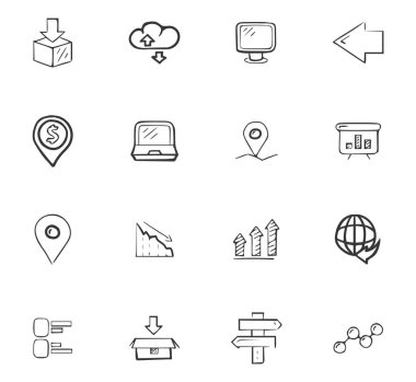 Doodle lojistik simgeler kümesi