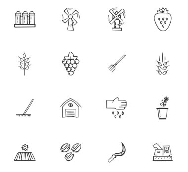 Icons Set tarım doodle
