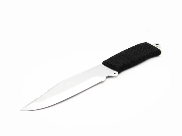 A knife with a black handle on a white background — Stock Photo, Image