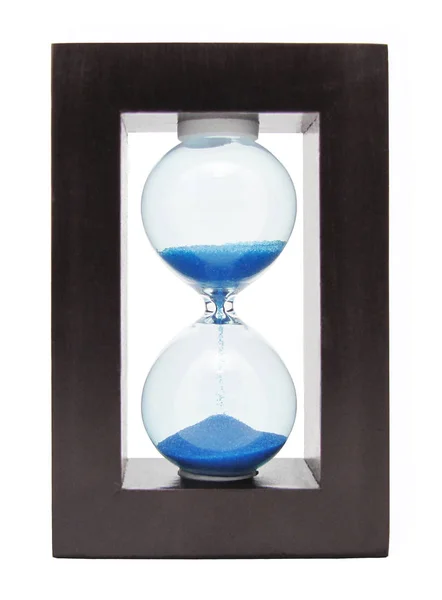 Blå färg timglas isolerad på vit — Stockfoto