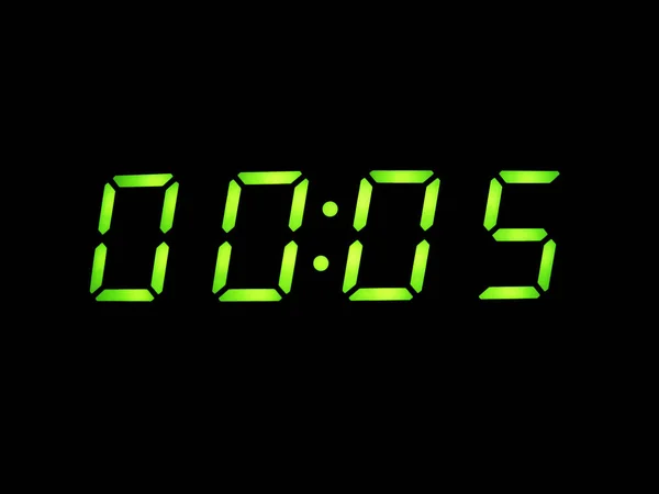 Zegar cyfrowy alarm z zielonej cyfry — Zdjęcie stockowe