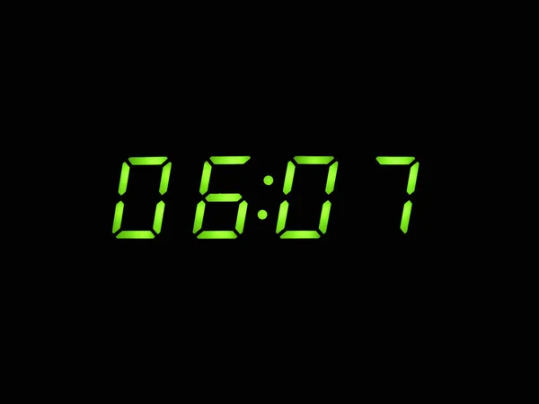 Reloj despertador digital con dígitos verdes — Foto de Stock