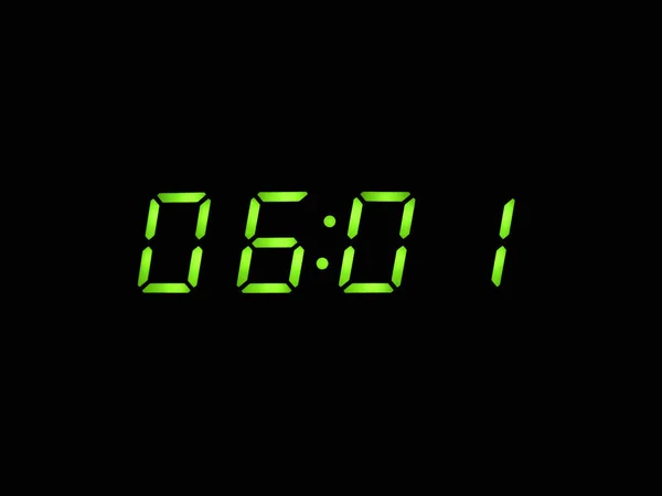 Digital alarm clock with green digits — Stock Photo, Image