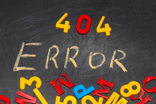 404 error - message handwritten with white chalk on chalkboard — Stock Photo, Image