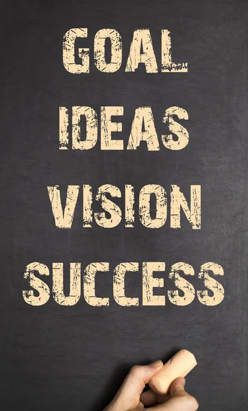 Mänsklig Hand skrivande mål idéer Vision framgång — Stockfoto