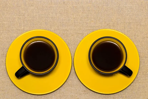 Cups of coffee. Top view