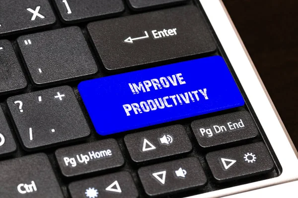 Business Concept - il blu migliora il pulsante di produttività su Slim — Foto Stock