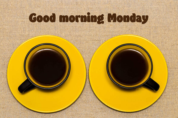 Cups of coffee. Top view