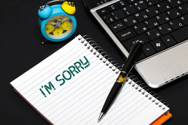 I'm sorry text concept write on notebook — Stock Photo, Image