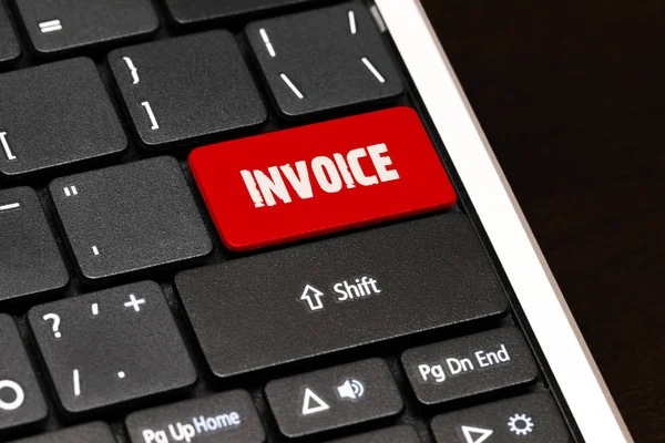 Invoice on Red Enter Button on black keyboard — Stock Photo, Image