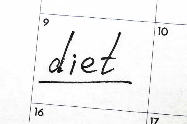 "diet" sign written with a marker on the calendar — Stock Photo, Image