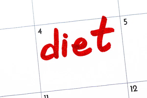 "diet" sign written with a marker on the calendar — Stock Photo, Image