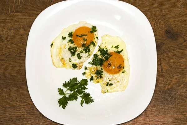 Two eggs on a plate. Healthy Breakfast. Proper nutrition — Stock Photo, Image